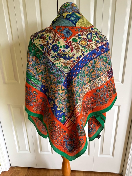 Hermes Accessories - HERMES Multicolor Wool/Silk Blend Wrap Scarf